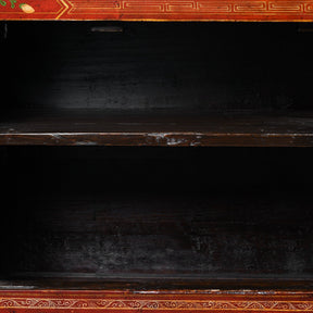 Red Lacquer Chinese Sideboard From Dongbei - Ca 1920