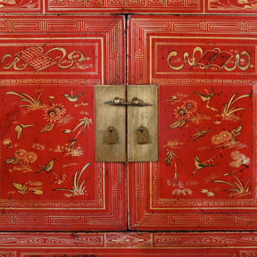 Red Lacquer Chinese Sideboard From Dongbei - Ca 1920
