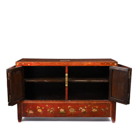 Red Lacquer Chinese Sideboard From Dongbei - Ca 1920