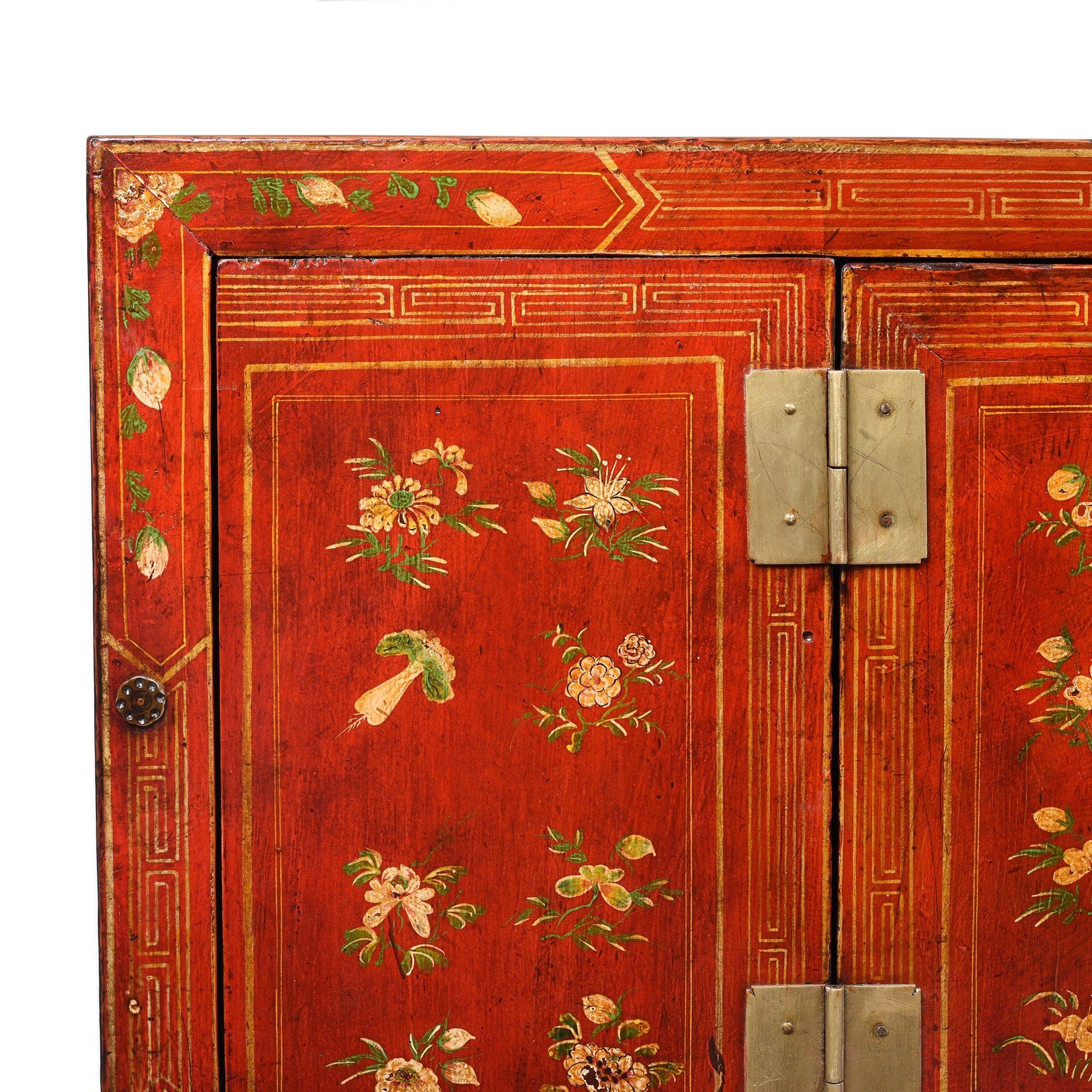Red Lacquer Chinese Sideboard From Dongbei - Ca 1920