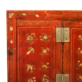 Red Lacquer Chinese Sideboard From Dongbei - Ca 1920