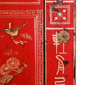 Red Lacquer Chinese Sideboard From Dongbei - Ca 1920