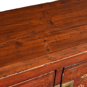Red Lacquer Chinese Sideboard From Dongbei - Ca 1920