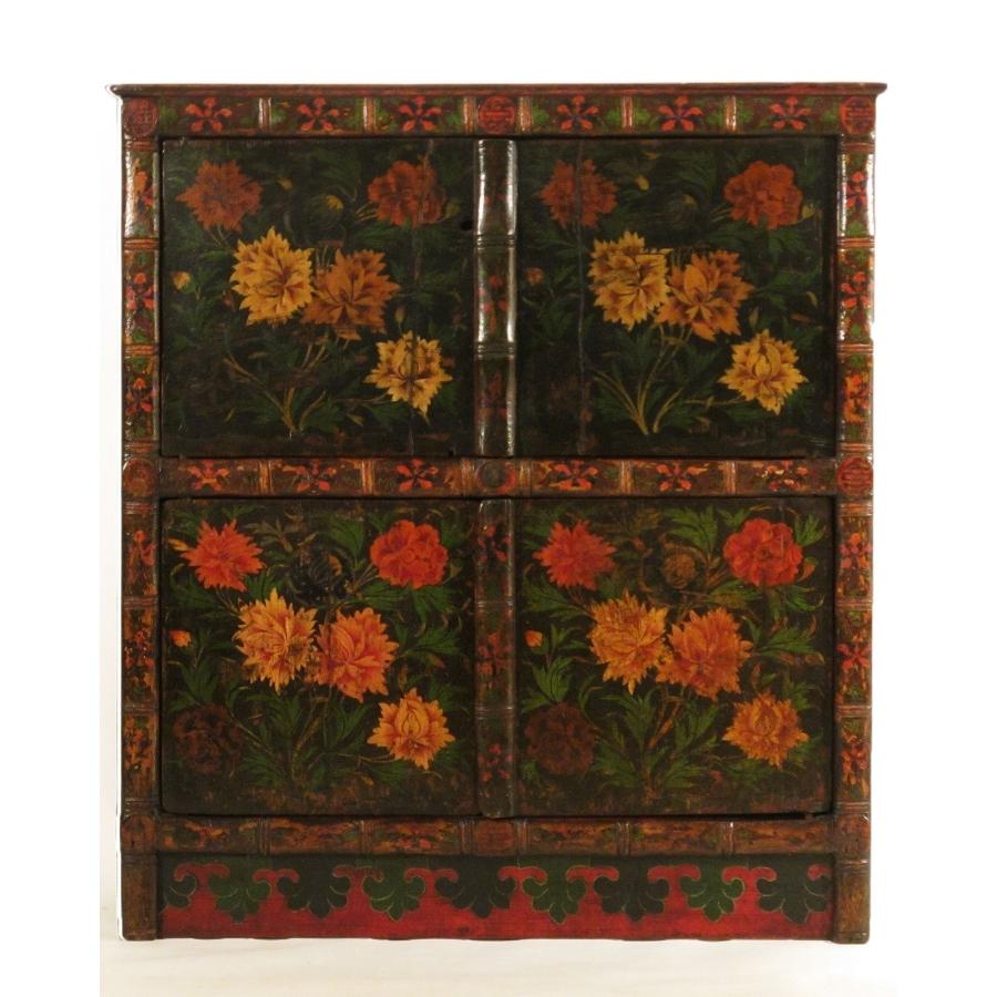 Tibetan Altar Cabinet With Original Painting - 19thC