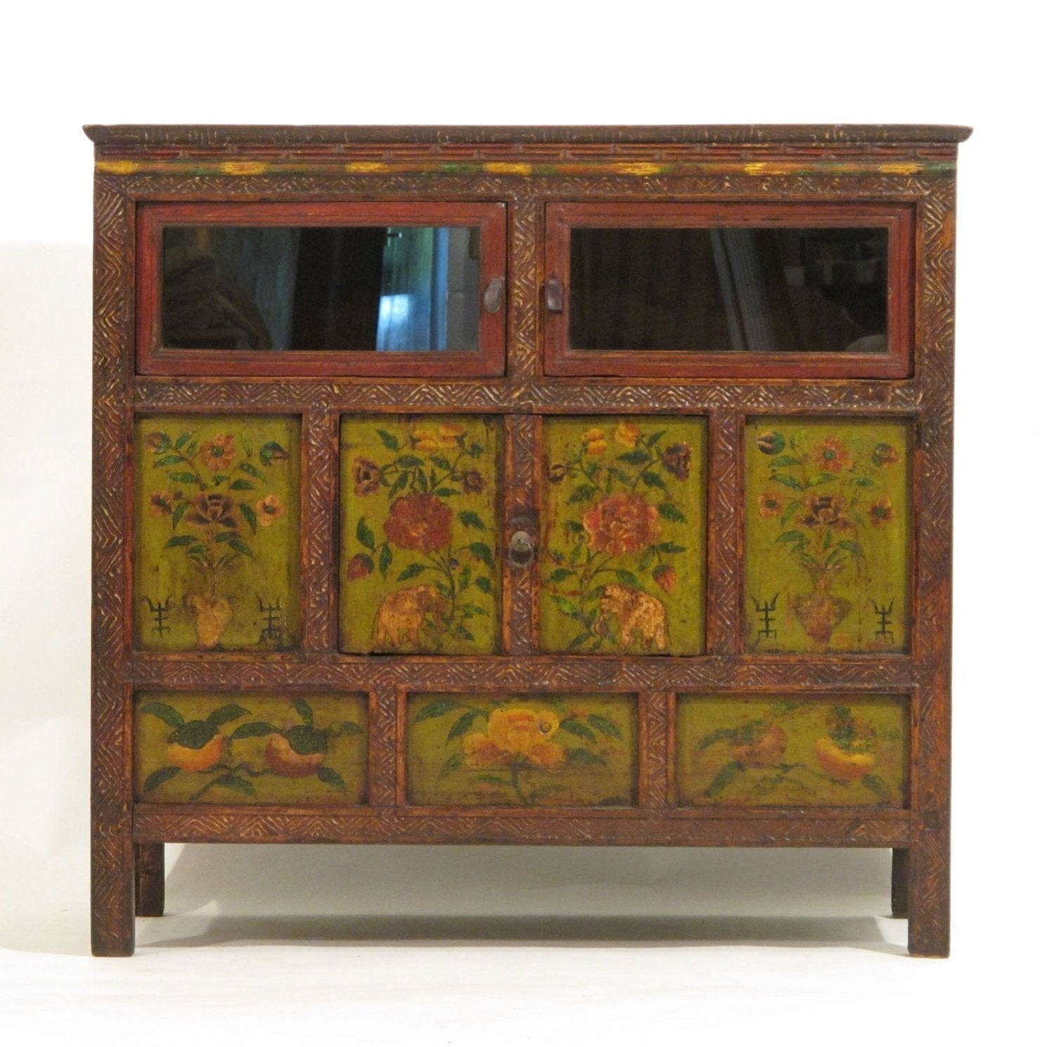 Tibetan Altar Cabinet with Original Painting - 19thC
