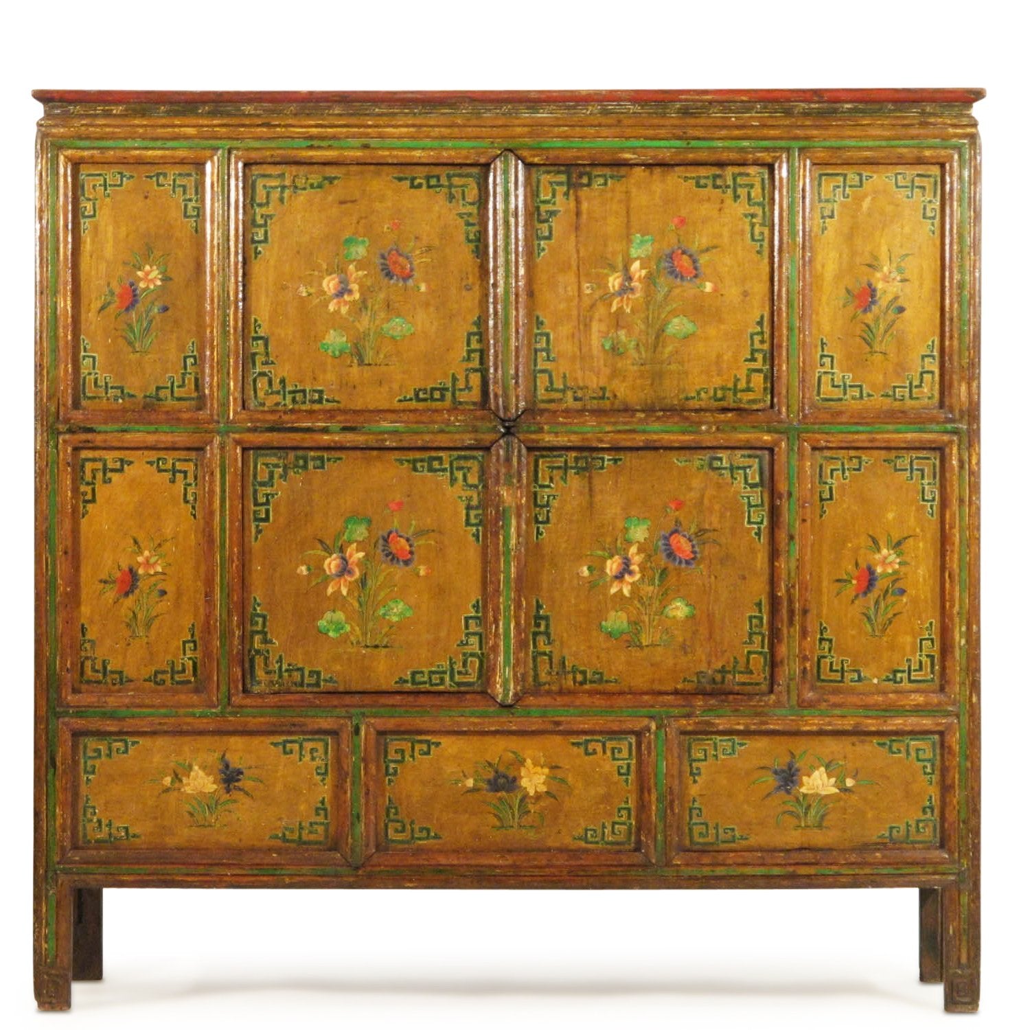 Tibetan Altar Cabinet With Original Painting - 19thC