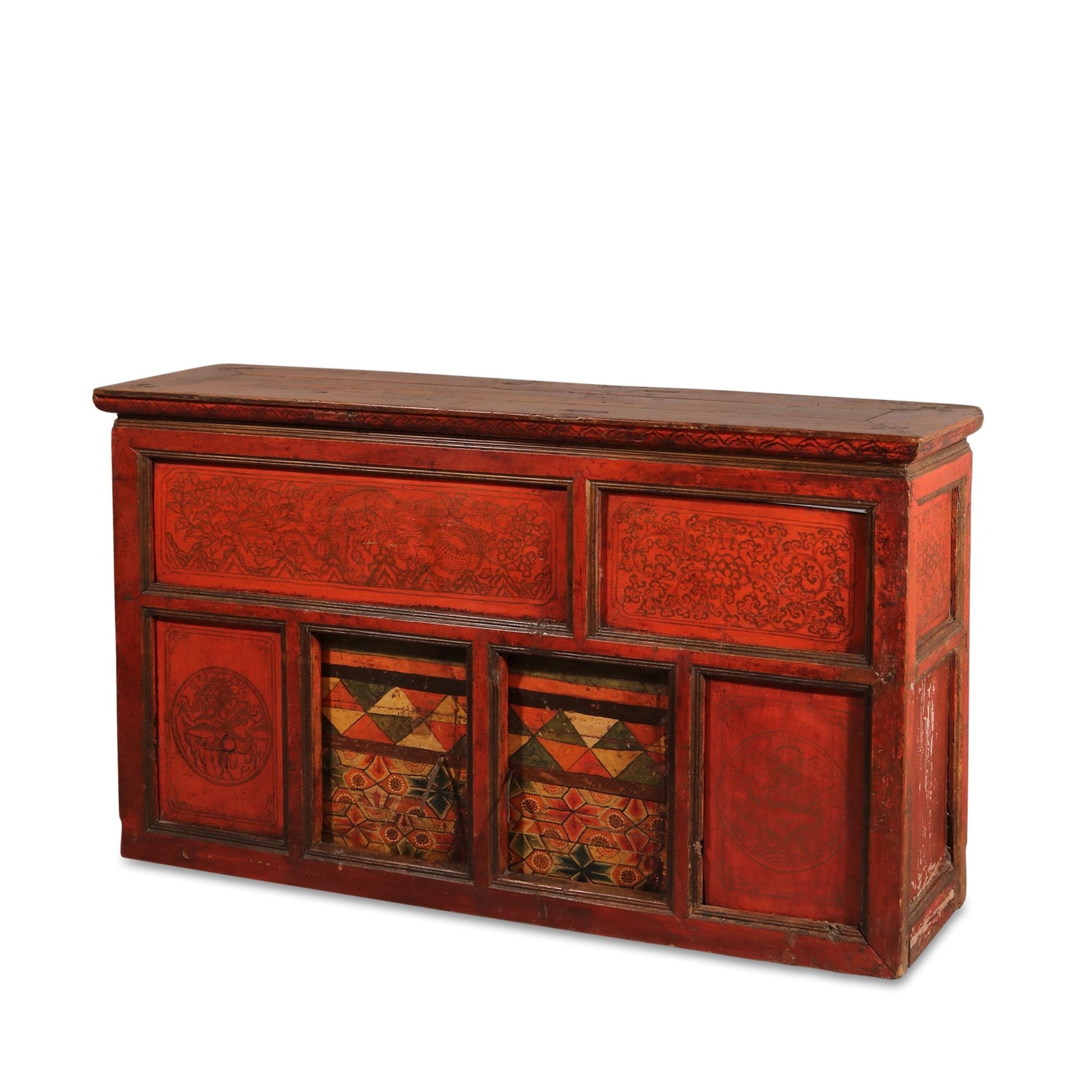 Tibetan Altar Cabinet with Original Painting - 19thC