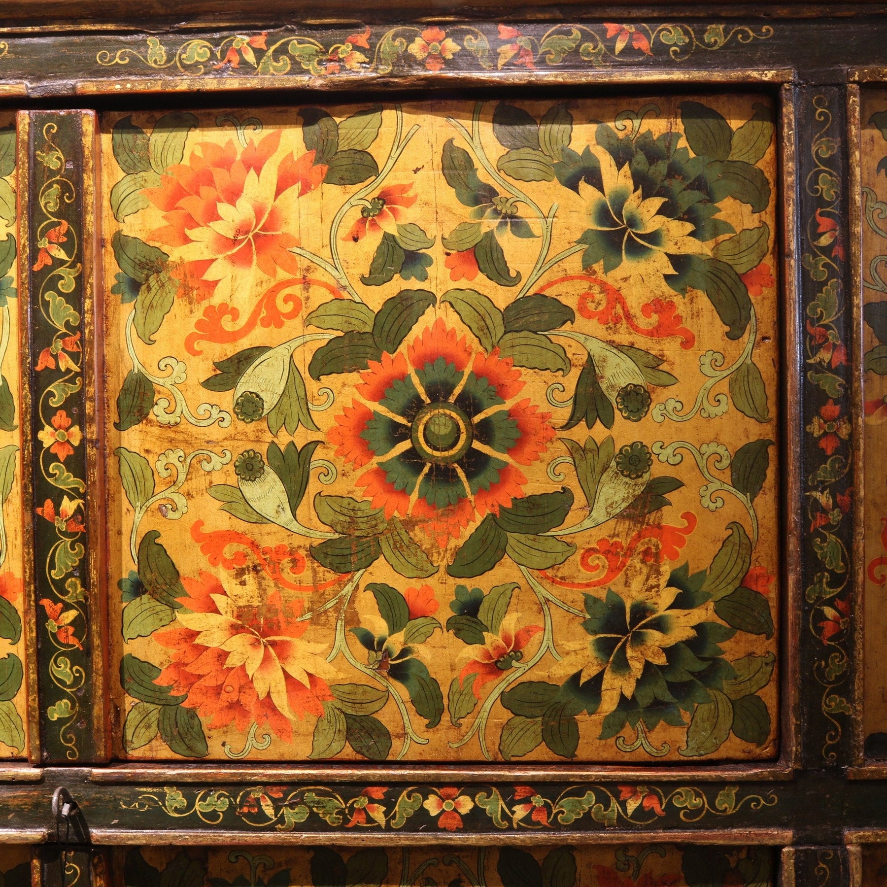 Tibetan Altar Cabinet With Original Painting - 19thC