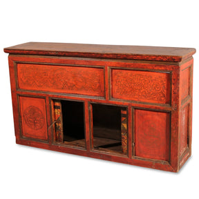 Tibetan Altar Cabinet with Original Painting - 19thC