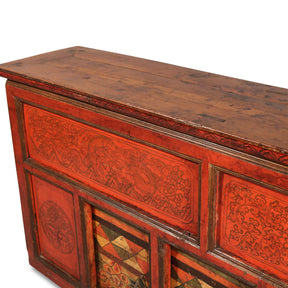 Tibetan Altar Cabinet with Original Painting - 19thC