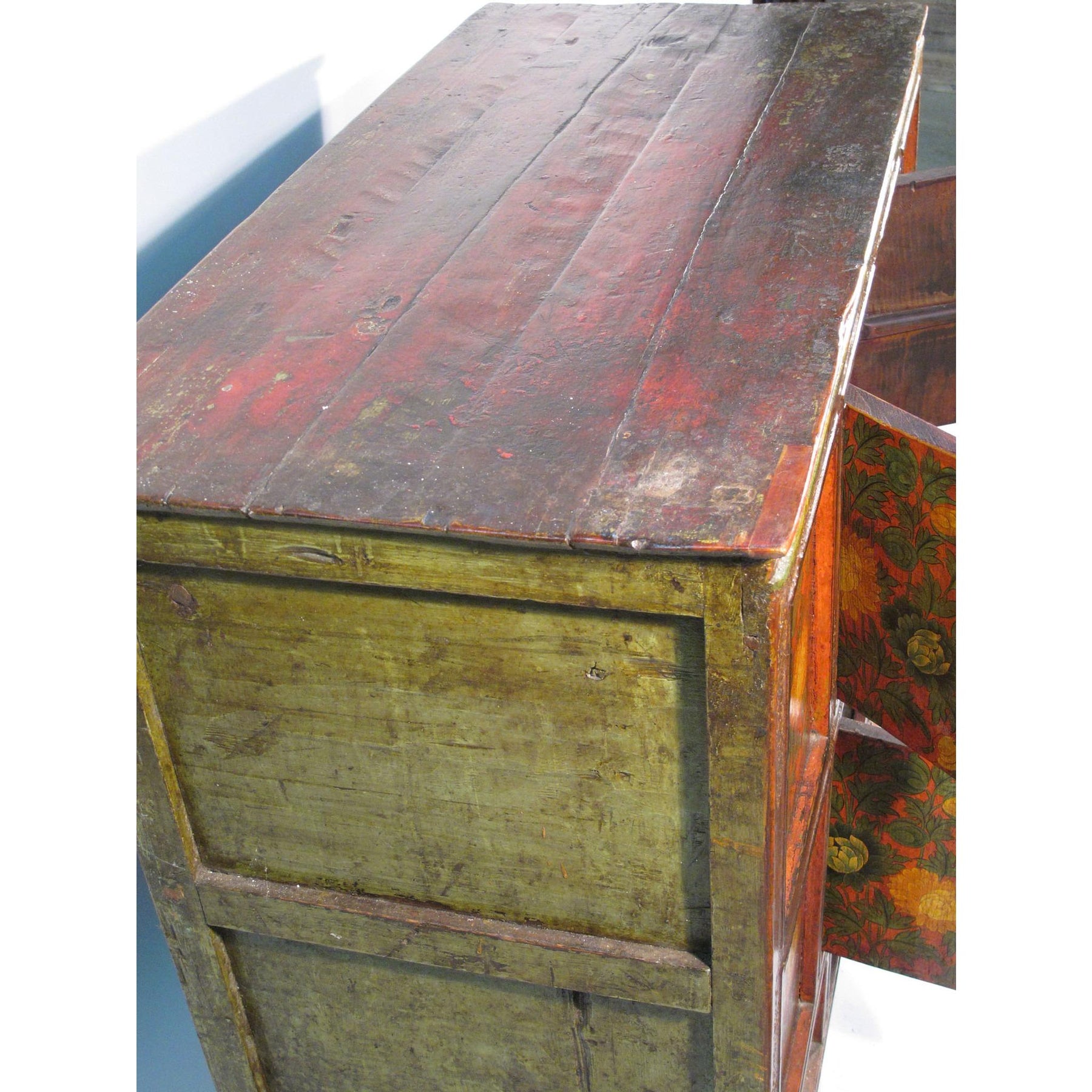 Tibetan Altar Cabinet With Original Painting - circa 1920
