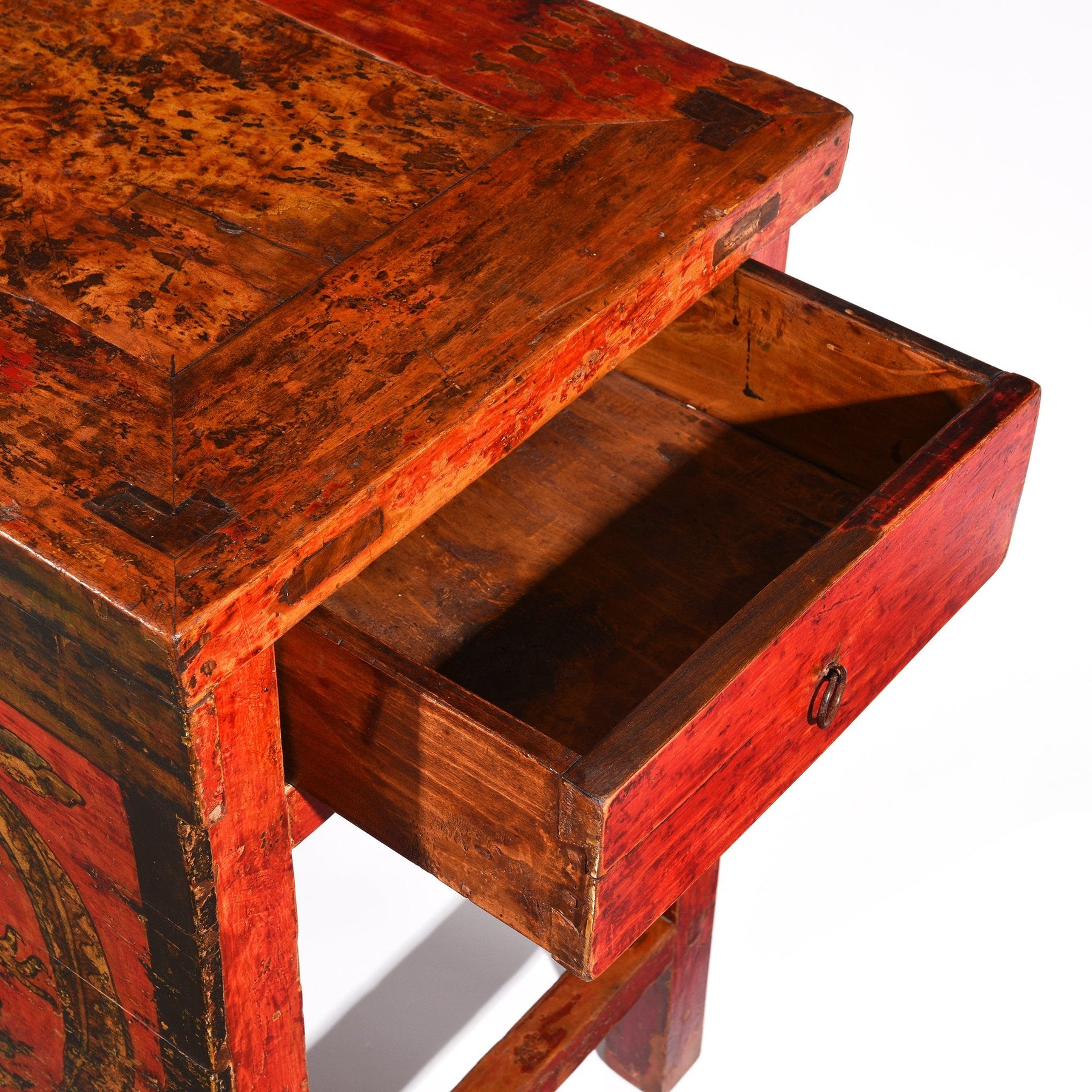 Tibetan Lectern With Dragon Painting - 19thC