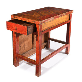 Tibetan Lectern With Dragon Painting - 19thC