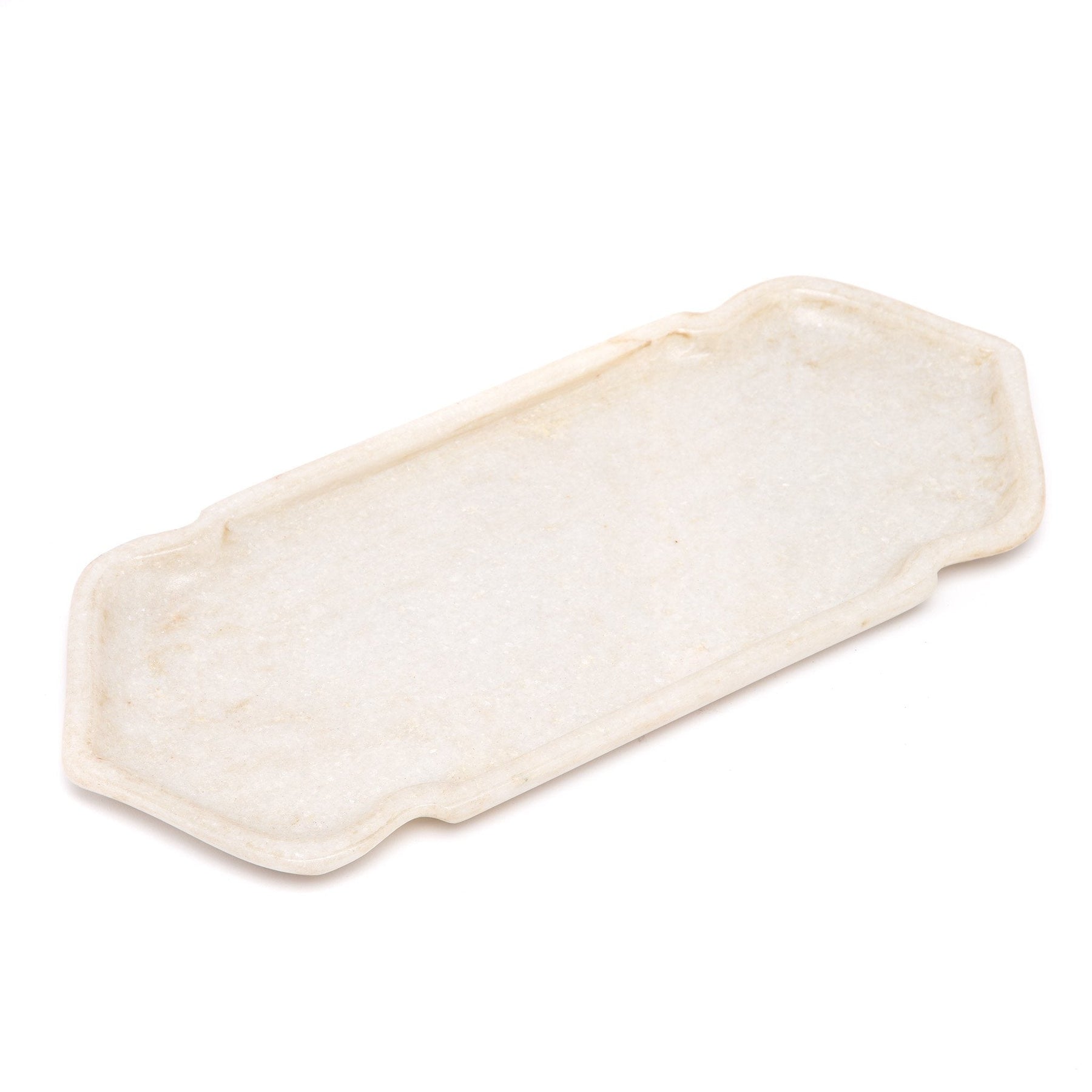 White Marble Serving Plate - Mughal Style