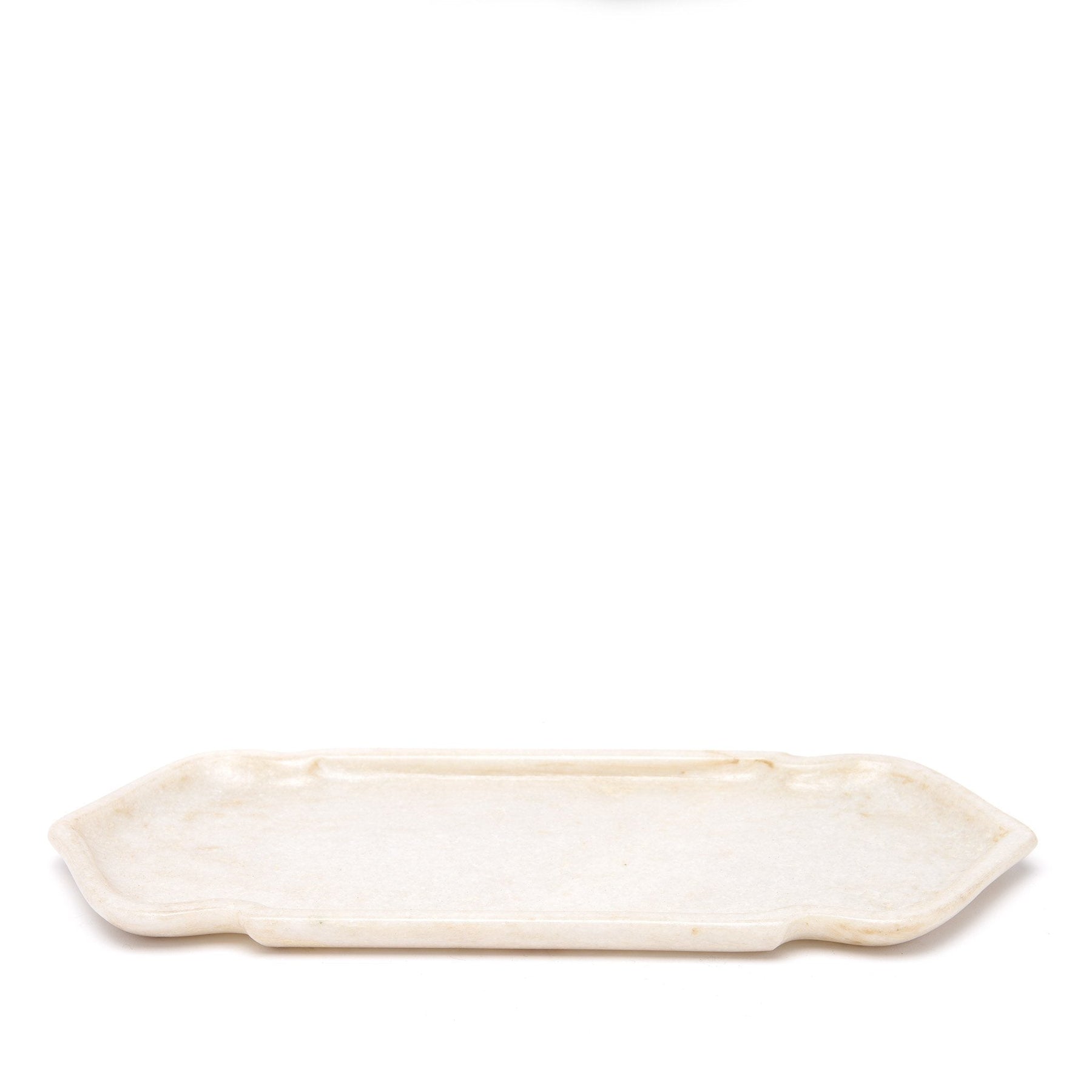 White Marble Serving Plate - Mughal Style