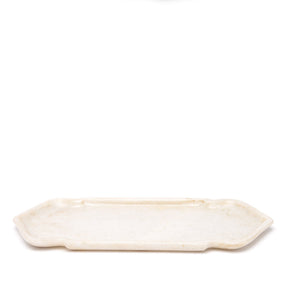 White Marble Serving Plate - Mughal Style
