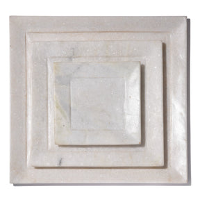 Square Carved White Marble Plate
