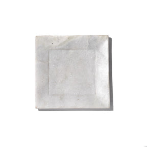 Square Carved White Marble Plate