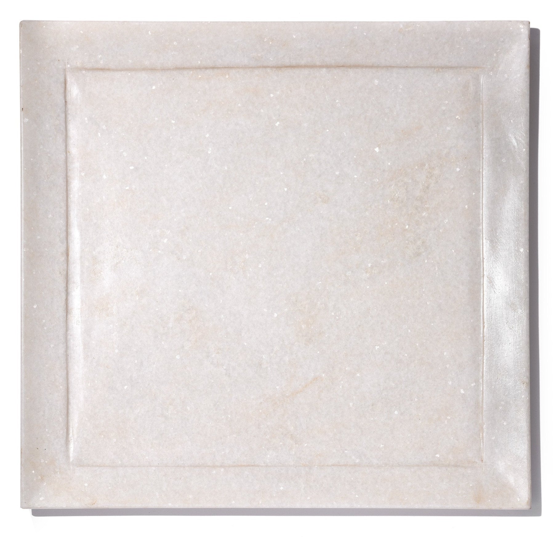 Square Carved White Marble Plate