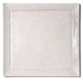 Square Carved White Marble Plate