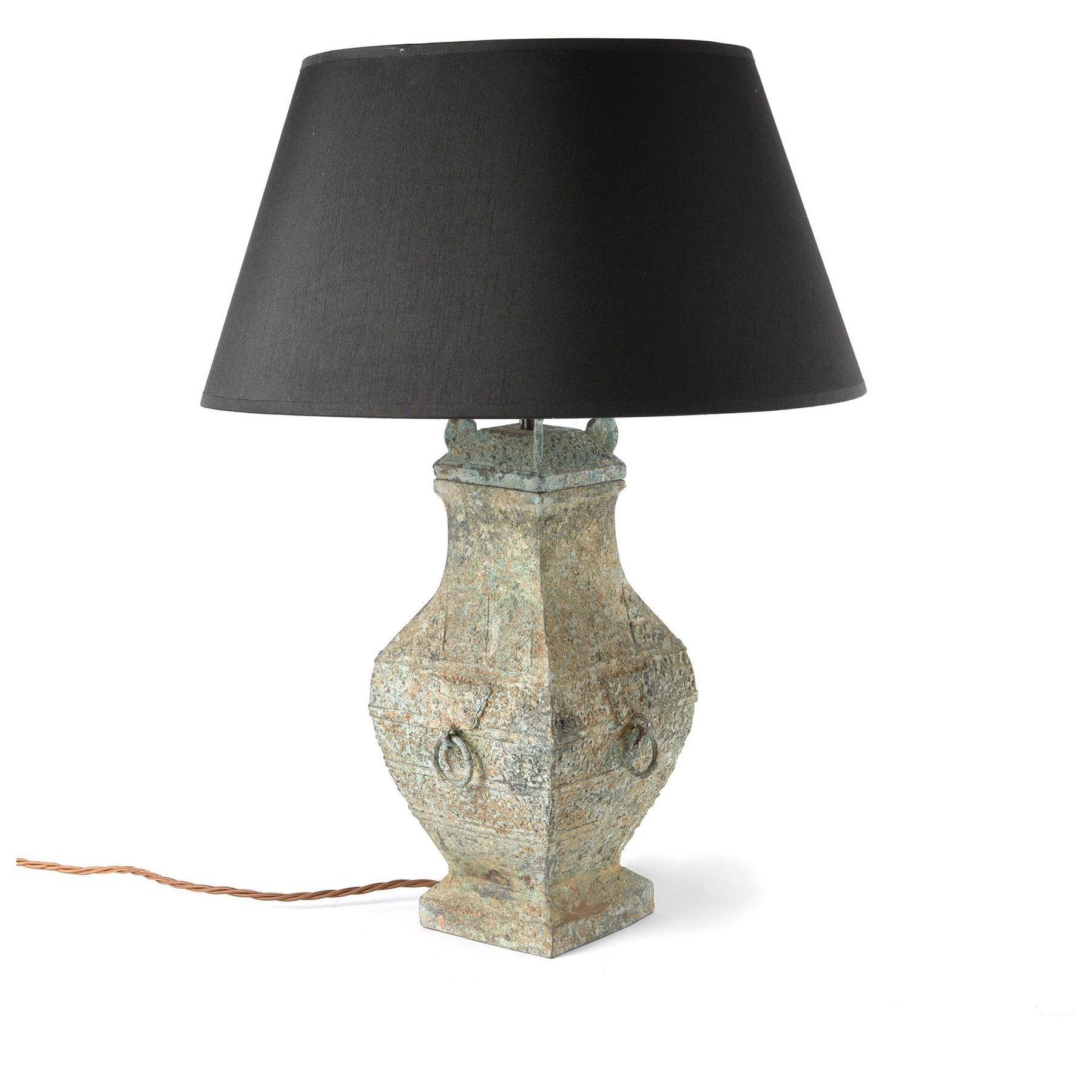 Verdigris Bronze Wine Jar Table Lamp - Zhou Dynasty Style