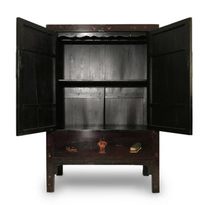 Antique Black Lacquer Wedding Cabinet from Shanxi  - 19thC