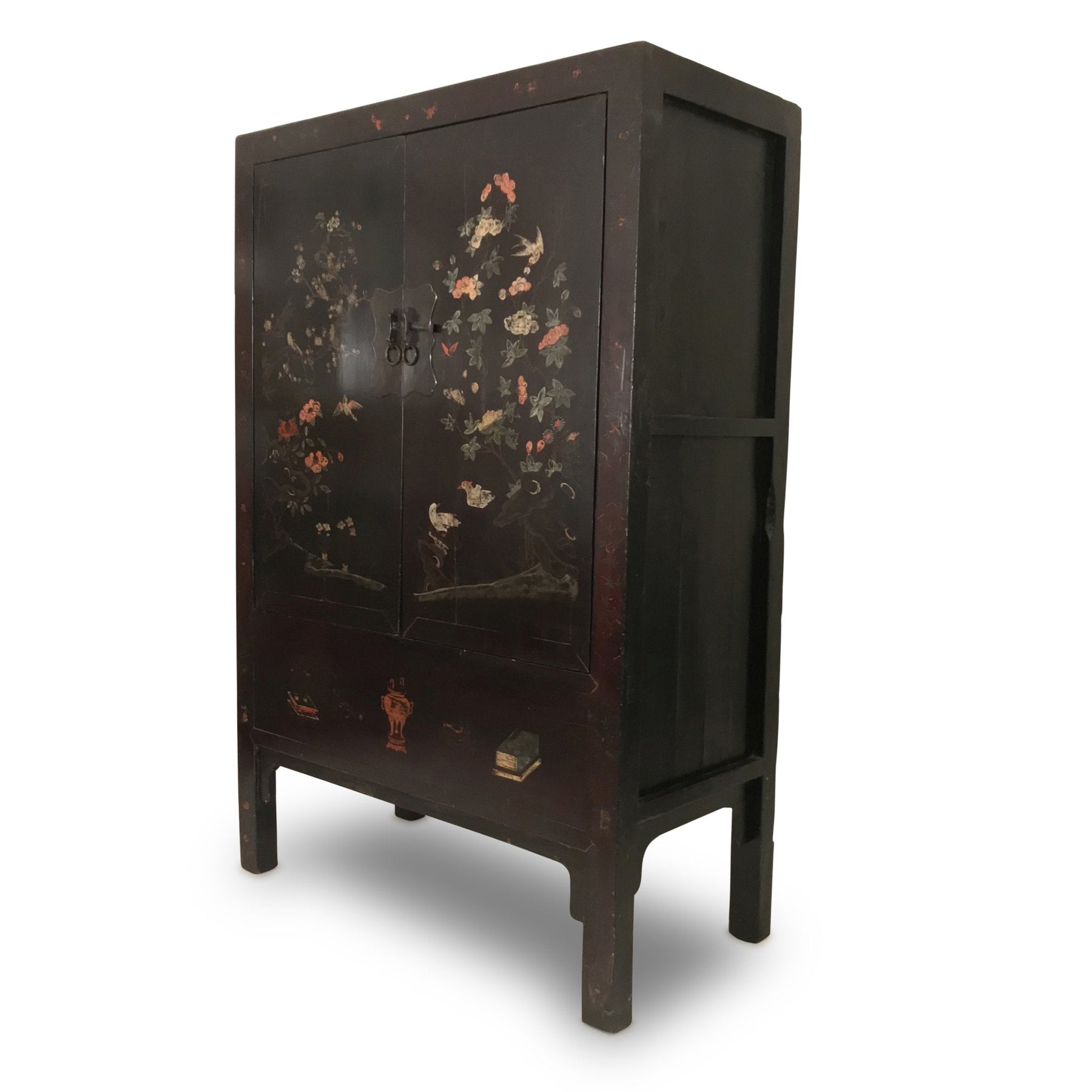 Antique Black Lacquer Wedding Cabinet from Shanxi  - 19thC