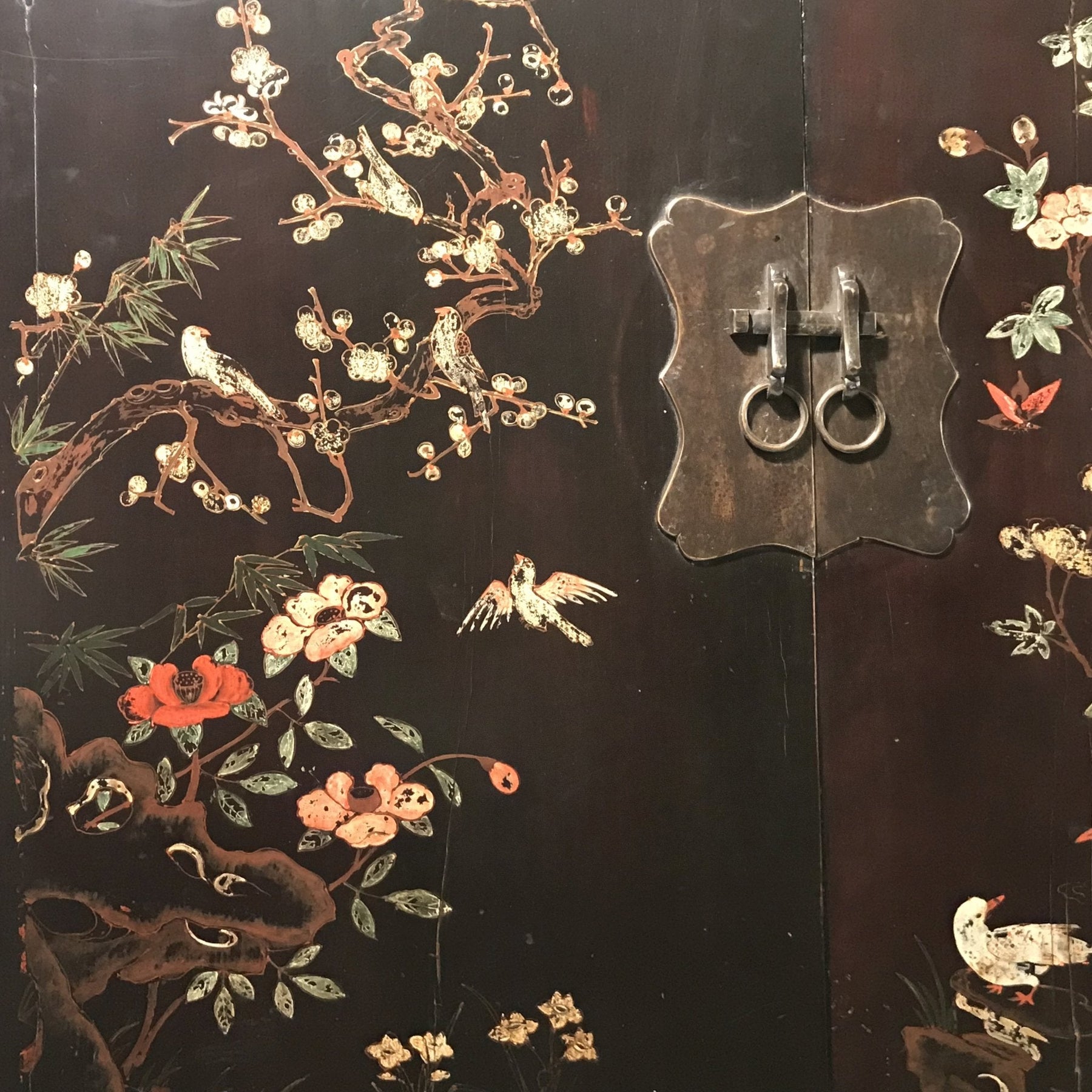 Antique Black Lacquer Wedding Cabinet from Shanxi  - 19thC