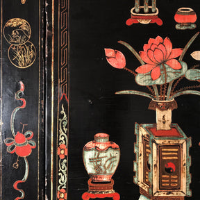 Antique Black Lacquer Wedding Cabinet From Shanxi - 19thC