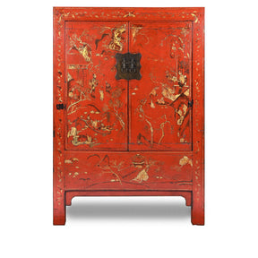 Antique Red Lacquer Wedding Cabinet from China - 19thC