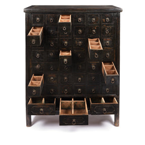 Black Painted Apothecary Chest From Shanxi - 19thC