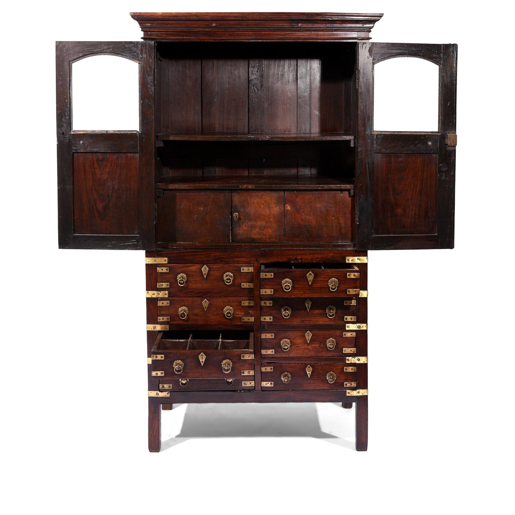 Brass Bound Rosewood Cabinet From Kerala-South India - 19thC