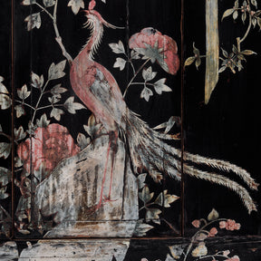 Chinese Black Lacquer Wedding Cabinet - 19thC