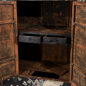 Chinese Black Lacquer Wedding Cabinet - 19thC