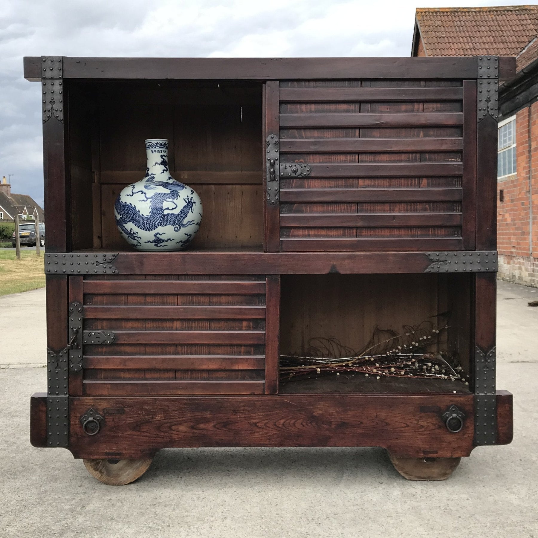Japanese Kuruma-Dansu Wheeled Chest - Meiji Period