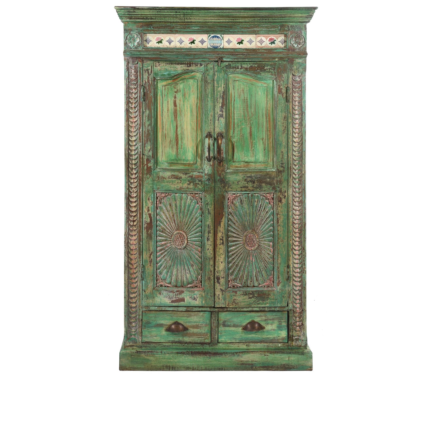 Painted Almirah Indian Cabinet From Gujarat - 19thC
