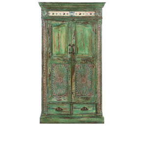 Painted Almirah Indian Cabinet From Gujarat - 19thC
