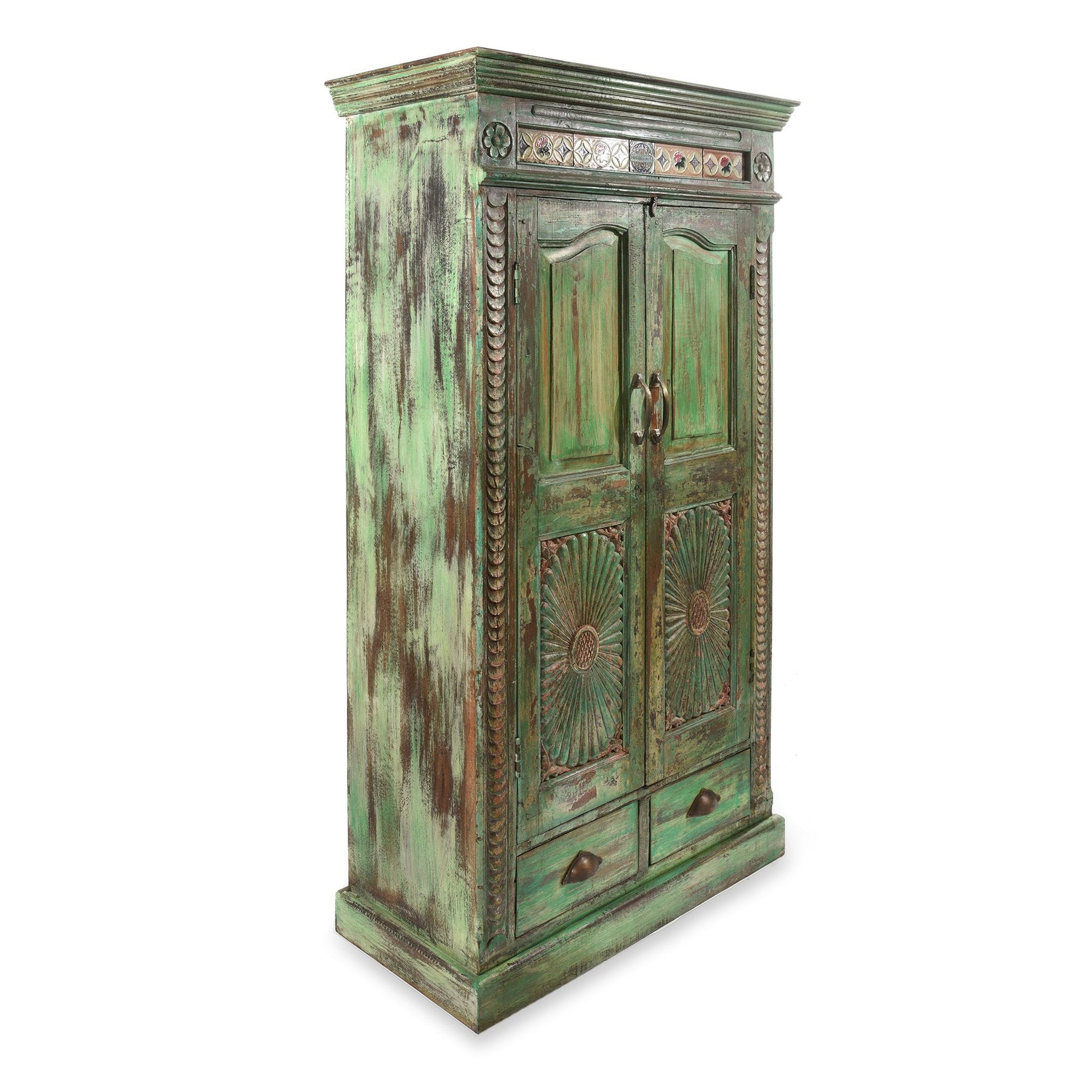 Painted Almirah Indian Cabinet From Gujarat - 19thC
