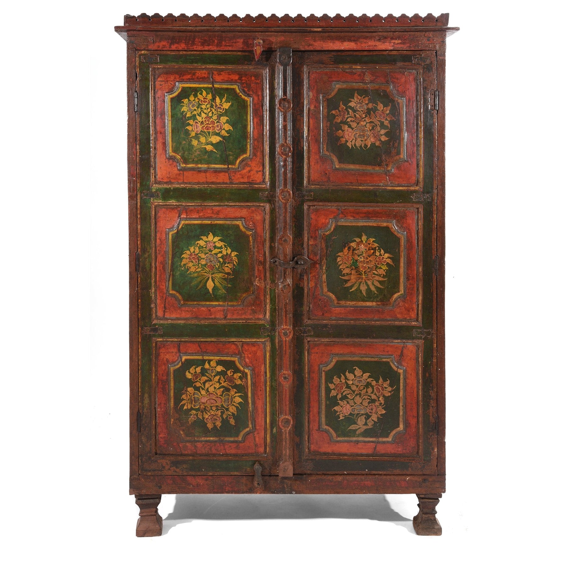 Painted Indian Cabinet From Bikaner - 19thC