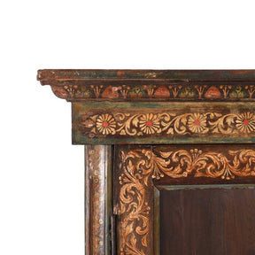 Painted Indian Glazed Book Cabinet From Maharashtra - 19thC