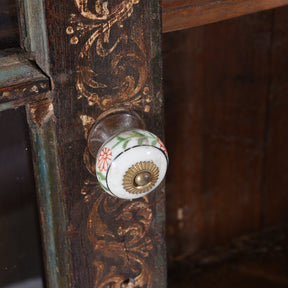 Painted Indian Glazed Book Cabinet From Maharashtra - 19thC