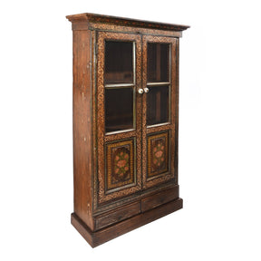 Painted Indian Glazed Book Cabinet From Maharashtra - 19thC