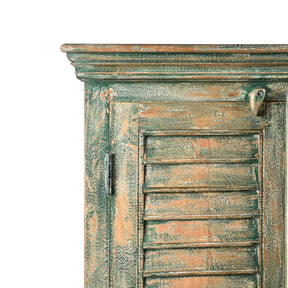 Painted Louvre Cabinet Made From Reclaimed Teak