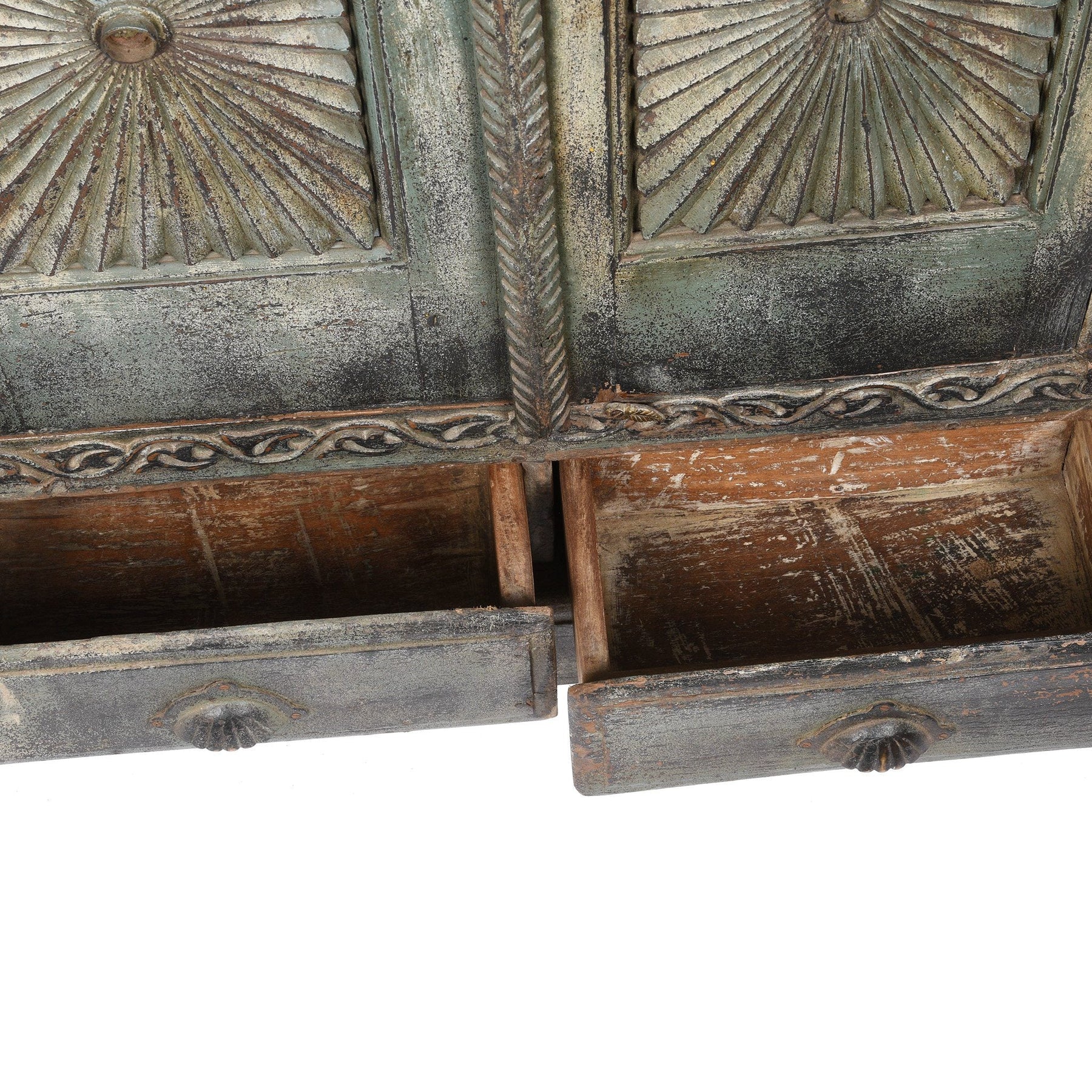 Painted Teak Almirah Cabinet From Gujarat - 19thC