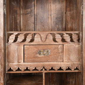 Painted Teak Almirah Cabinet From Gujarat - 19thC