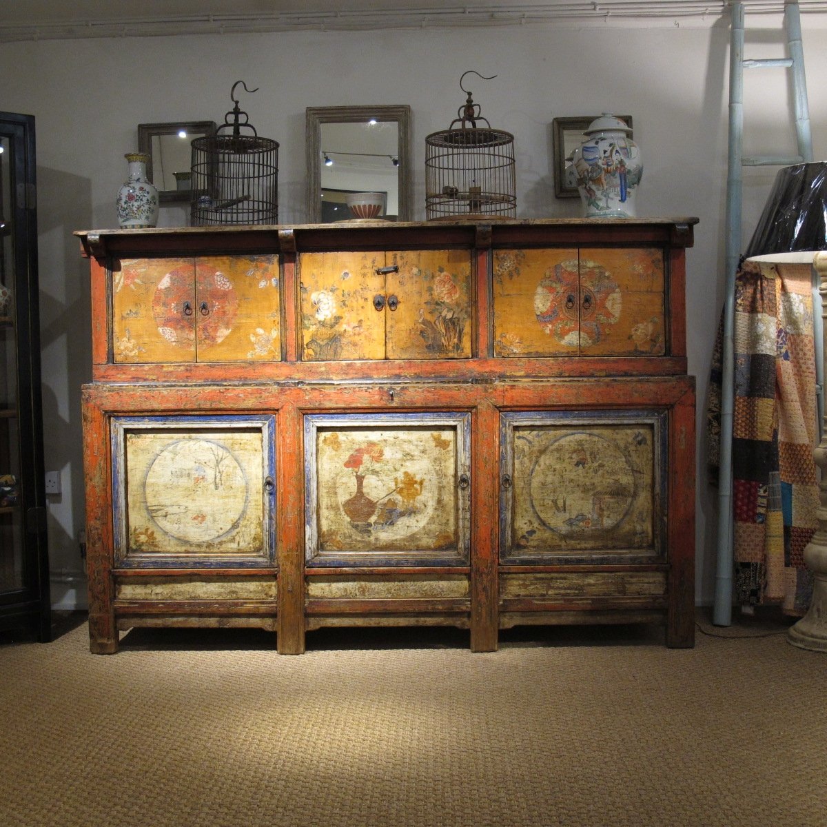 Painted Tibetan Cabinet from 19th century Qinghai