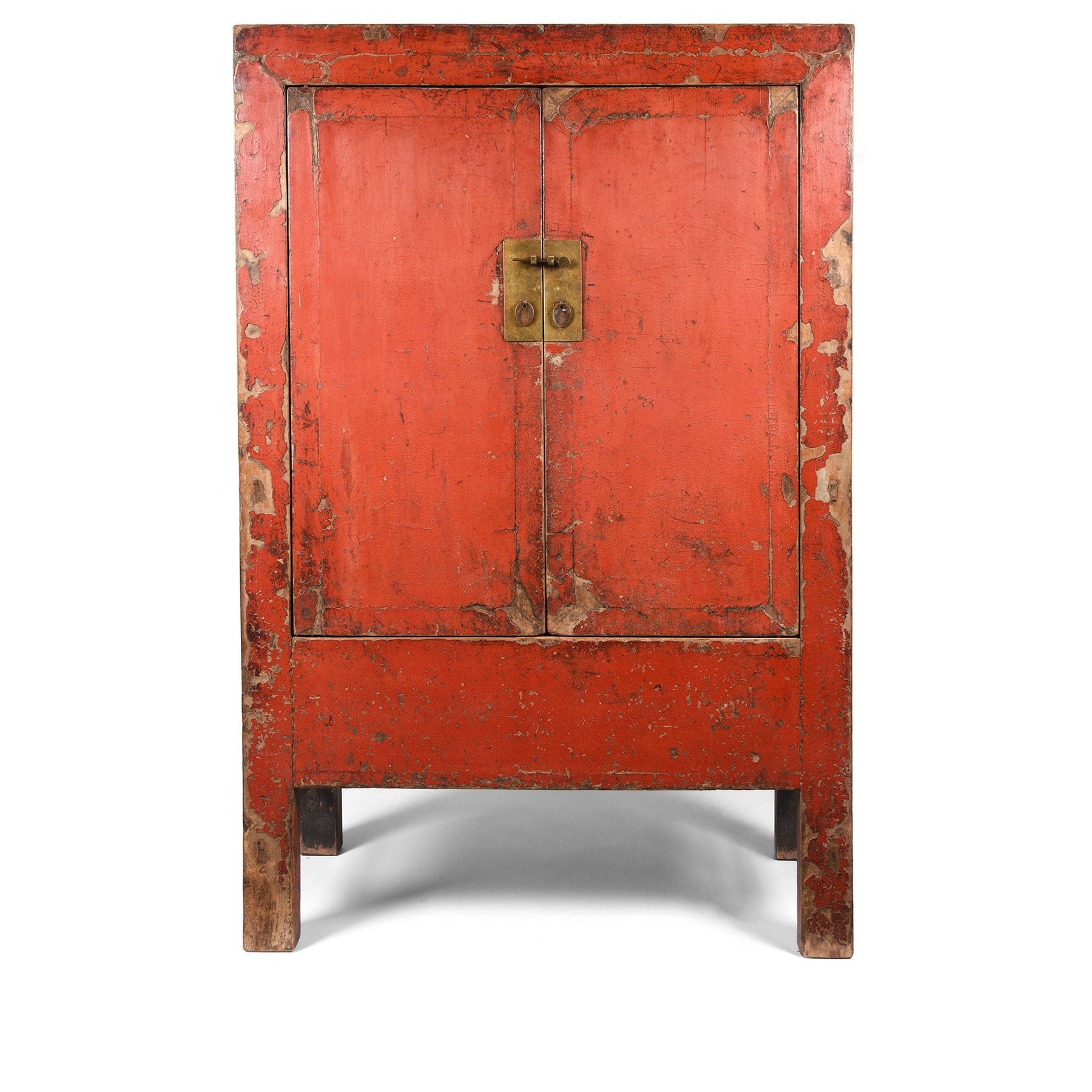 Red Lacquer Chinese Wedding Cabinet from Shanxi - Early 19thC