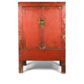 Red Lacquer Chinese Wedding Cabinet from Shanxi - Early 19thC