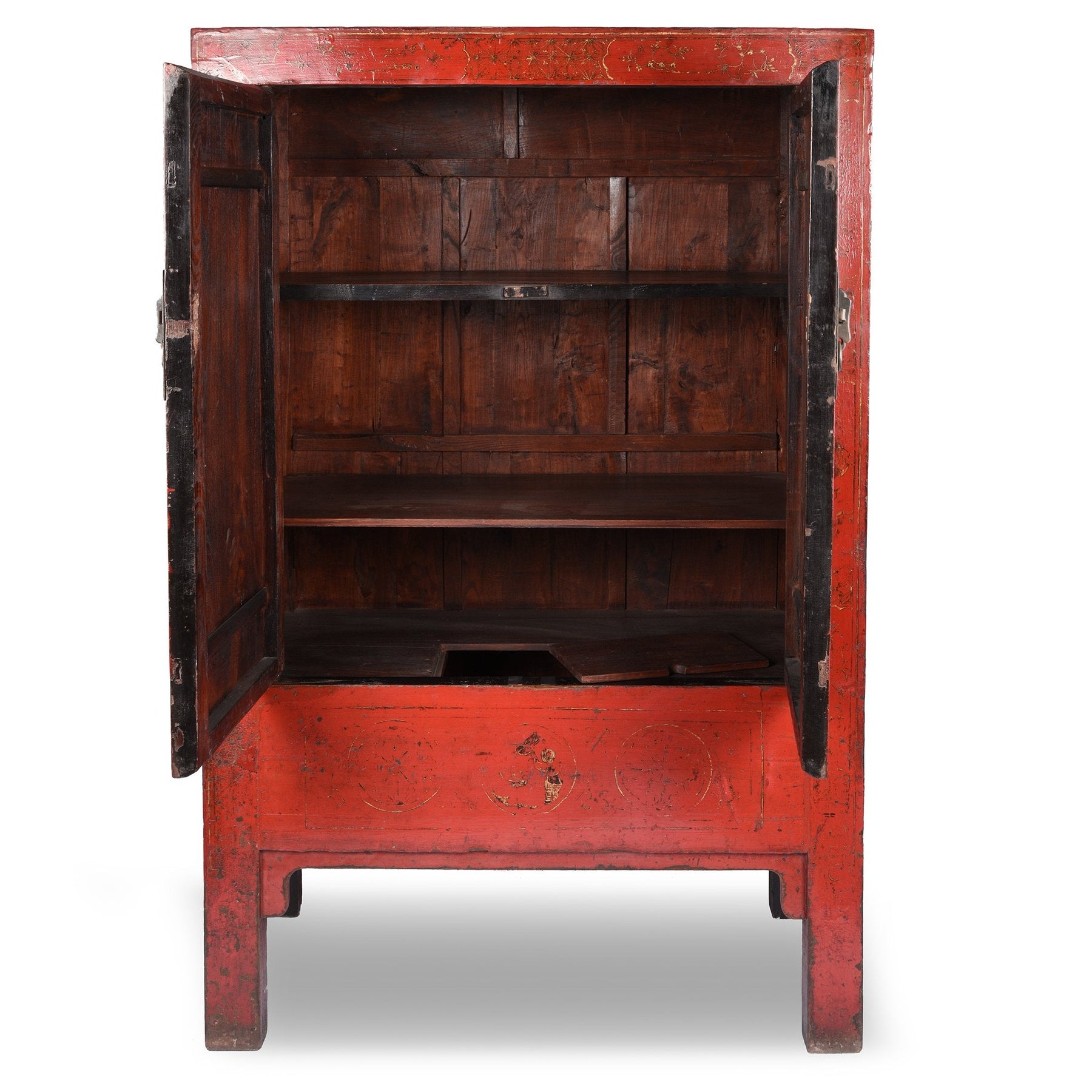 Red Lacquer Wedding Cabinet - 19thC