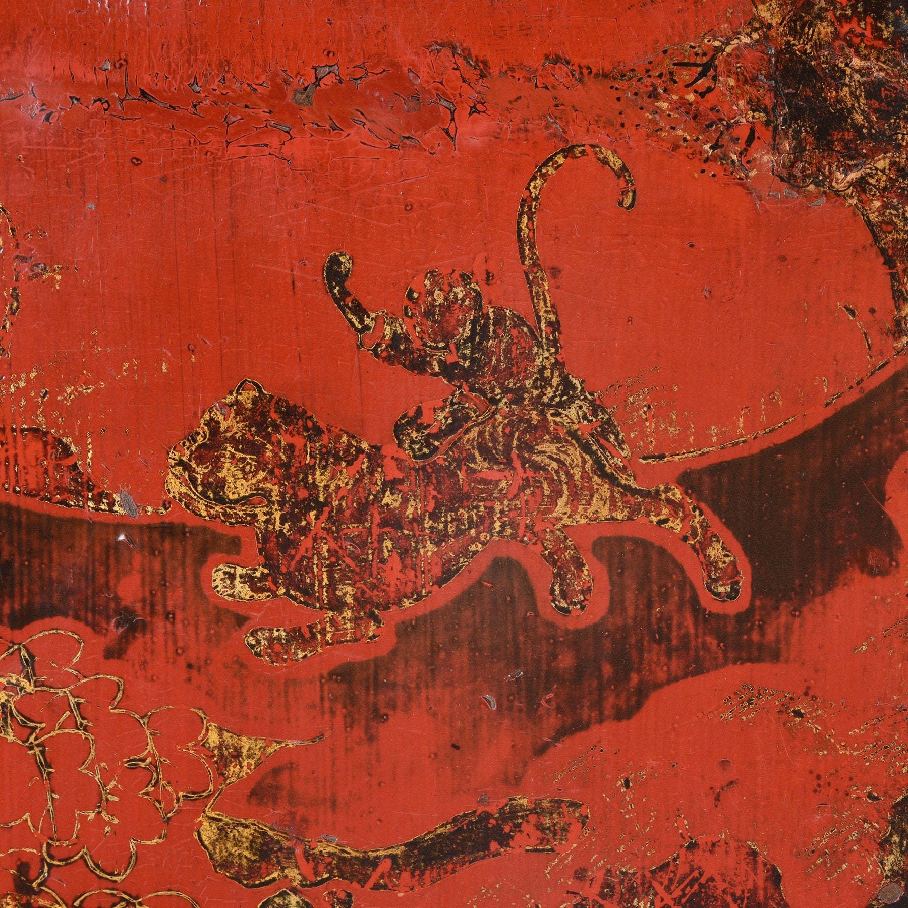 Red Lacquer Wedding Cabinet - 19thC